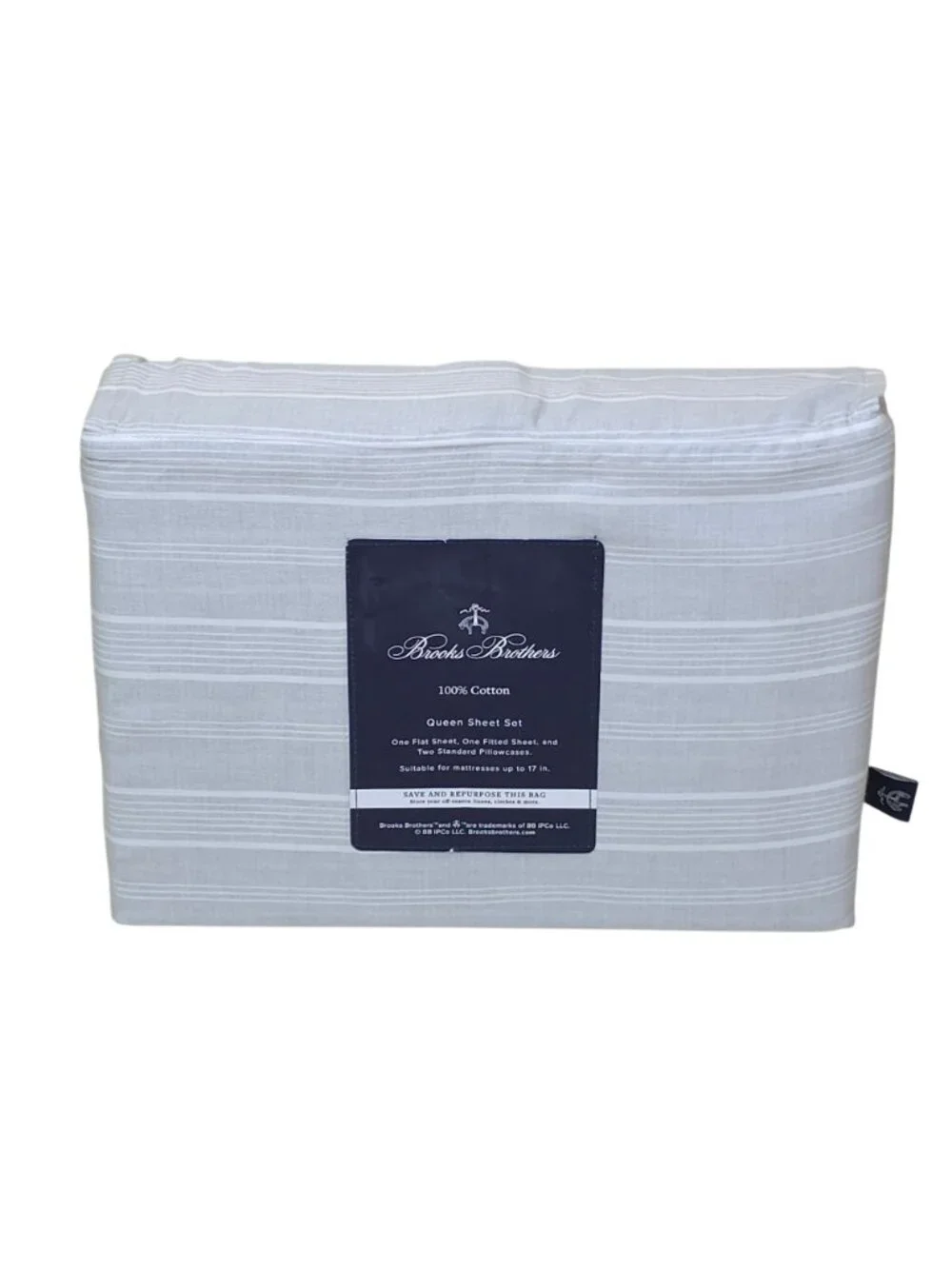 Brooks Brothers Queen Sheet Set 100% Cotton Includes Fits Mattresses Up To 17